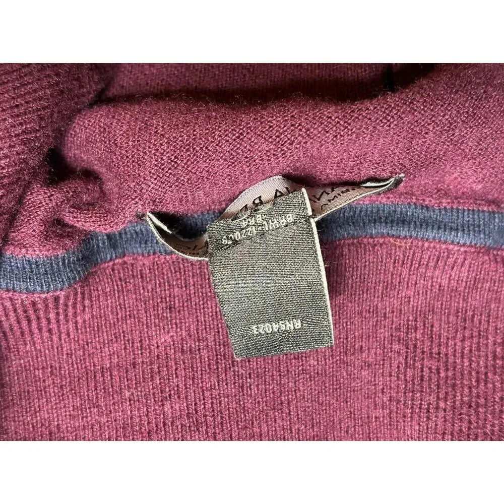 Banana Republic Sweater Men's Size L Burgundy 1/4 Zip Pima Cotton Cashmere